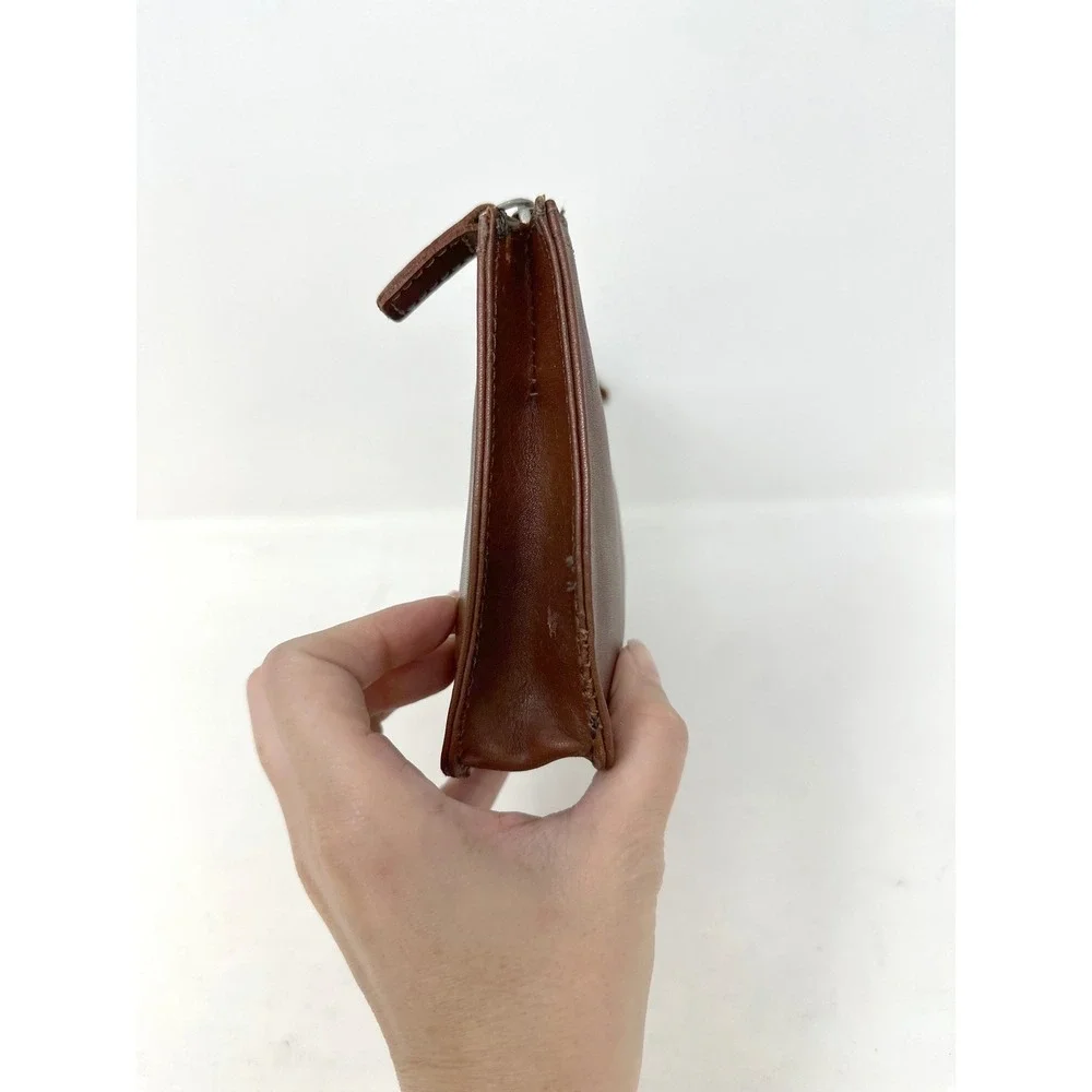 Tano Small Leather Zip Pouch Brown